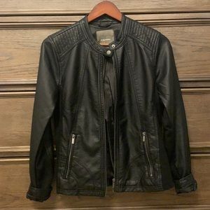 Leather bomber jacket